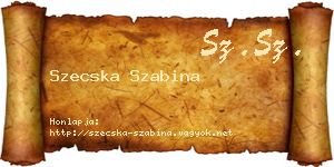 Szecska Szabina névjegykártya
